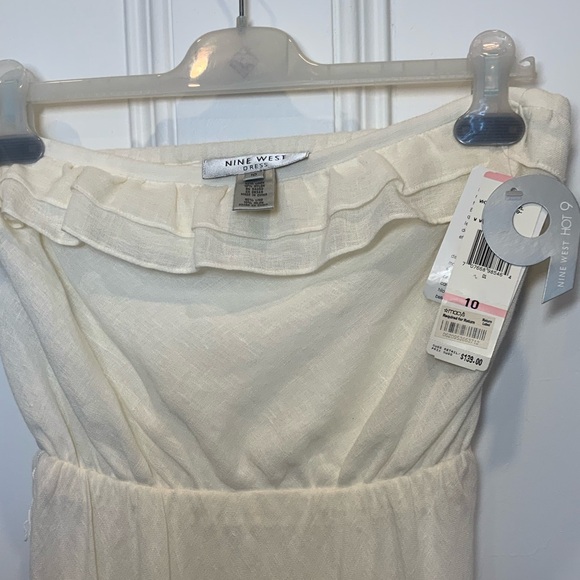 NWT - Nine West Linen Strapless Boho Dress with Ruffle Accents - Size 10 - Picture 4 of 5